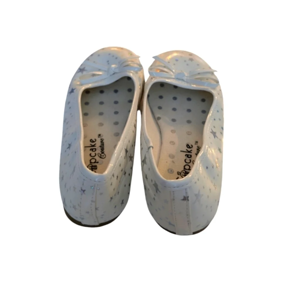 NWOT Cupcake Couture Girls White Starry Ballet Flats Shoes Size 26 9.5 Toddler